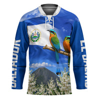 El Salvador Torogoz Bird Hockey Jersey Divine Savior Monument Volcano Flor De Izote Art