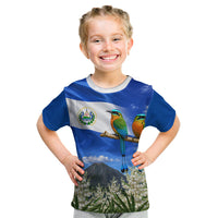 El Salvador Torogoz Bird Kid T Shirt Divine Savior Monument Volcano Flor De Izote Art