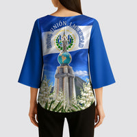 El Salvador Torogoz Bird Kimono Sleeve Blouse Divine Savior Monument Volcano Flor De Izote Art
