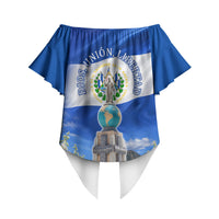 El Salvador Torogoz Bird Off Shoulder Wrap Waist Top Divine Savior Monument Volcano Flor De Izote Art