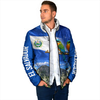 El Salvador Torogoz Bird Padded Jacket Divine Savior Monument Volcano Flor De Izote Art