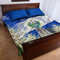 El Salvador Torogoz Bird Quilt Bed Set Divine Savior Monument Volcano Flor De Izote Art