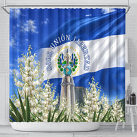 El Salvador Torogoz Bird Shower Curtain Divine Savior Monument Volcano Flor De Izote Art