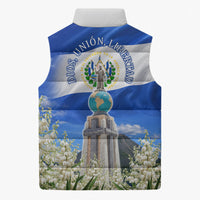 El Salvador Torogoz Bird Sleeveless Puffer Jacket Divine Savior Monument Volcano Flor De Izote Art