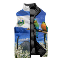 El Salvador Torogoz Bird Sleeveless Puffer Jacket Divine Savior Monument Volcano Flor De Izote Art