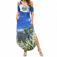 El Salvador Torogoz Bird Summer Maxi Dress Divine Savior Monument Volcano Flor De Izote Art