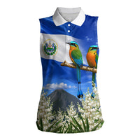 El Salvador Torogoz Bird Women Sleeveless Polo Shirt Divine Savior Monument Volcano Flor De Izote Art