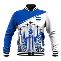 El Salvador Divine Savior Monument Baseball Jacket Flor De Izote Coat Of Arms Fighter Jets Art