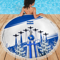 El Salvador Divine Savior Monument Beach Blanket Flor De Izote Coat Of Arms Fighter Jets Art