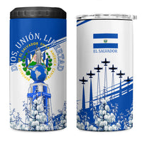El Salvador Divine Savior Monument 4 in 1 Can Cooler Tumbler Flor De Izote Coat Of Arms Fighter Jets Art