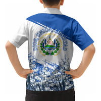 El Salvador Divine Savior Monument Kid Hawaiian Shirt Flor De Izote Coat Of Arms Fighter Jets Art