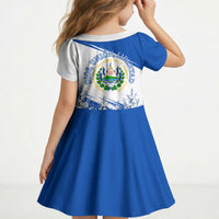 El Salvador Divine Savior Monument Kid Short Sleeve Dress Flor De Izote Coat Of Arms Fighter Jets Art