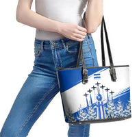 El Salvador Divine Savior Monument Leather Tote Bag Flor De Izote Coat Of Arms Fighter Jets Art