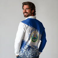 El Salvador Divine Savior Monument Long Sleeve Polo Shirt Flor De Izote Coat Of Arms Fighter Jets Art