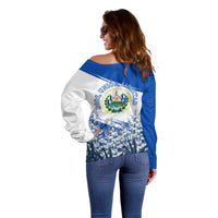 El Salvador Divine Savior Monument Off Shoulder Sweater Flor De Izote Coat Of Arms Fighter Jets Art