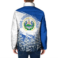 El Salvador Divine Savior Monument Padded Jacket Flor De Izote Coat Of Arms Fighter Jets Art