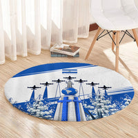 El Salvador Divine Savior Monument Round Carpet Flor De Izote Coat Of Arms Fighter Jets Art