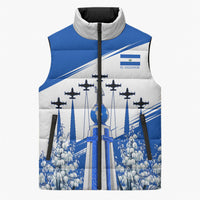 El Salvador Divine Savior Monument Sleeveless Puffer Jacket Flor De Izote Coat Of Arms Fighter Jets Art