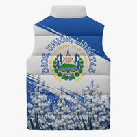 El Salvador Divine Savior Monument Sleeveless Puffer Jacket Flor De Izote Coat Of Arms Fighter Jets Art