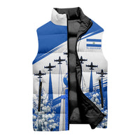 El Salvador Divine Savior Monument Sleeveless Puffer Jacket Flor De Izote Coat Of Arms Fighter Jets Art