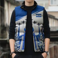 El Salvador Divine Savior Monument Sleeveless Puffer Jacket Flor De Izote Coat Of Arms Fighter Jets Art
