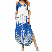 El Salvador Divine Savior Monument Summer Maxi Dress Flor De Izote Coat Of Arms Fighter Jets Art