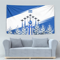 El Salvador Divine Savior Monument Tapestry Flor De Izote Coat Of Arms Fighter Jets Art
