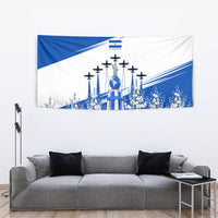 El Salvador Divine Savior Monument Tapestry Flor De Izote Coat Of Arms Fighter Jets Art