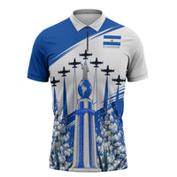 El Salvador Divine Savior Monument Zipper Polo Shirt Flor De Izote Coat Of Arms Fighter Jets Art