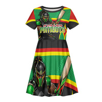 Personalized St Kitts And Nevis Patriots Kid Short Sleeve Dress Caribbean Cricket Player Graphic Art