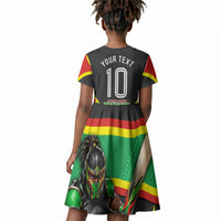 Personalized St Kitts And Nevis Patriots Kid Short Sleeve Dress Caribbean Cricket Player Graphic Art