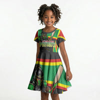 Personalized St Kitts And Nevis Patriots Kid Short Sleeve Dress Caribbean Cricket Player Graphic Art