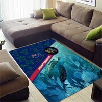 Montserrat Area Rug with Sea Turtle Illustration Blue Underwater Ocean Design - Wonder Print Shop