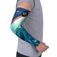 Montserrat Arm Sleeves with Sea Turtle Illustration Blue Underwater Ocean Design - Wonder Print Shop