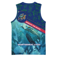 Montserrat Basketball Jersey with Sea Turtle Illustration Blue Underwater Ocean Design - Wonder Print Shop