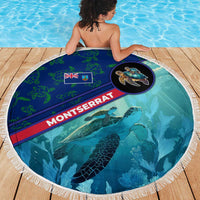 Montserrat Beach Blanket with Sea Turtle Illustration Blue Underwater Ocean Design - Wonder Print Shop
