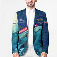 Montserrat Blazer with Sea Turtle Illustration Blue Underwater Ocean Design - Wonder Print Shop