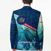 Montserrat Blazer with Sea Turtle Illustration Blue Underwater Ocean Design - Wonder Print Shop