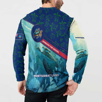 Montserrat Button Sweatshirt with Sea Turtle Illustration Blue Underwater Ocean Design - Wonder Print Shop