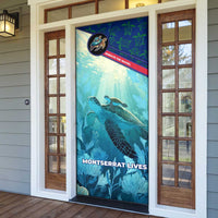 Montserrat Door Cover with Sea Turtle Illustration Blue Underwater Ocean Design - Wonder Print Shop