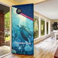 Montserrat Door Cover with Sea Turtle Illustration Blue Underwater Ocean Design - Wonder Print Shop
