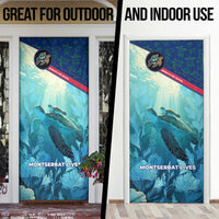 Montserrat Door Cover with Sea Turtle Illustration Blue Underwater Ocean Design - Wonder Print Shop