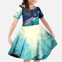 Montserrat Family Matching Off Shoulder Maxi Dress and Hawaiian Shirt with Sea Turtle Illustration Blue Underwater Ocean Design - Wonder Print Shop