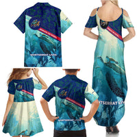 Montserrat Family Matching Summer Maxi Dress and Hawaiian Shirt with Sea Turtle Illustration Blue Underwater Ocean Design - Wonder Print Shop