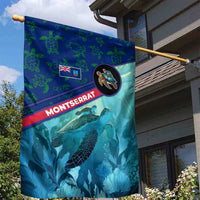 Montserrat Garden Flag with Sea Turtle Illustration Blue Underwater Ocean Design - Wonder Print Shop