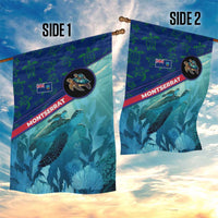 Montserrat Garden Flag with Sea Turtle Illustration Blue Underwater Ocean Design - Wonder Print Shop