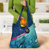 Montserrat Grocery Bag with Sea Turtle Illustration Blue Underwater Ocean Design - Wonder Print Shop