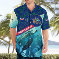 Montserrat Hawaiian Shirt with Sea Turtle Illustration Blue Underwater Ocean Design - Wonder Print Shop