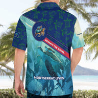 Montserrat Hawaiian Shirt with Sea Turtle Illustration Blue Underwater Ocean Design - Wonder Print Shop
