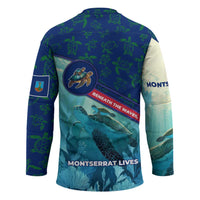 Montserrat Hockey Jersey with Sea Turtle Illustration Blue Underwater Ocean Design - Wonder Print Shop